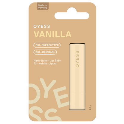 Abbildung des Lippenpflegestiftes Vanilla in der beigefarbenen Papier-Verpackung