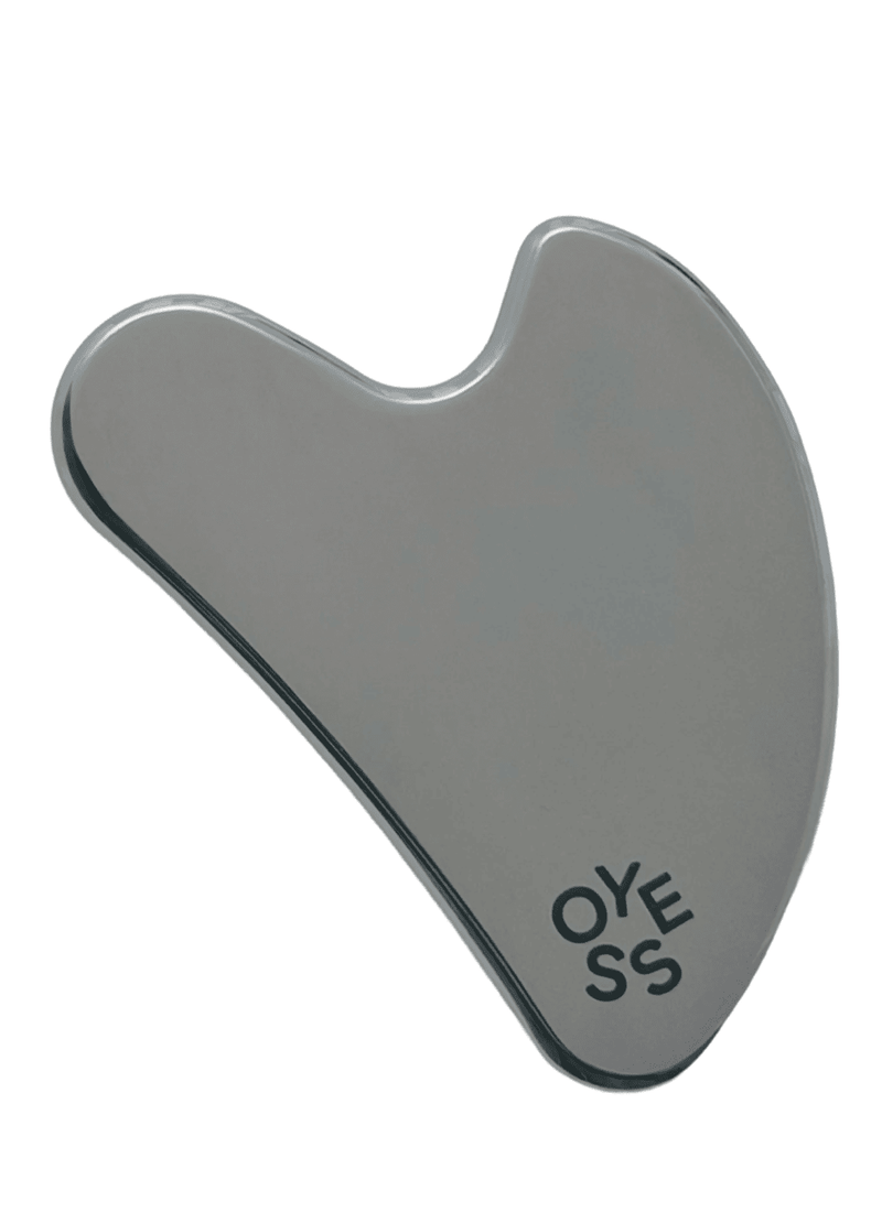 Edlestahl Gua Sha auf weißem Hintergrund