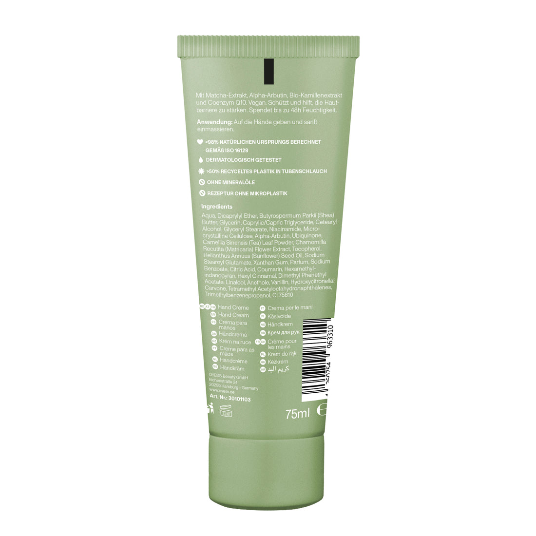 OYESS Protect Handcreme Matcha